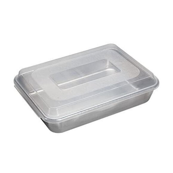 Nordic Ware Pan Natural Aluminum Cake Pan with Lid Rectangle Baking Dish USA - Picture 2 of 6